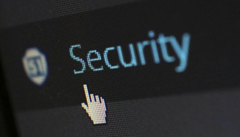 Cursor pointing to security text on screen
